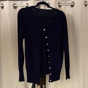 Navy blue Cardigan with Mother of Pearl Buttons. Large.